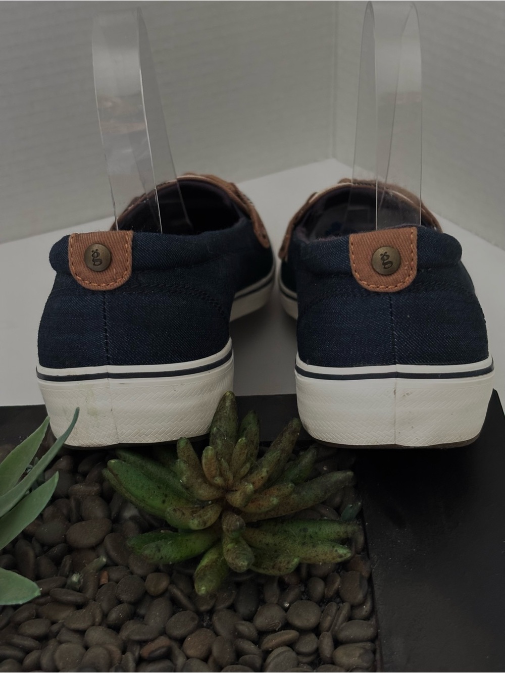 NEW NAVY GRASSHOPPER WINDSOR KNOT DENIM STRIPE CANVAS NAUTICAL SZ 9.5 - Picture 10 of 11
